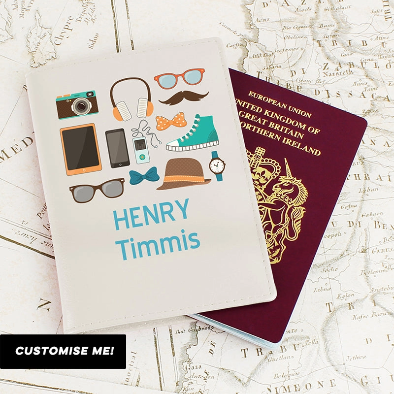 Personalised Male Essentials Cream Passport Holder (MRK-iD) Holiday Collection - holiday outfits clearance