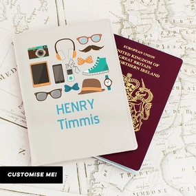 Personalised Male Essentials Cream Passport Holder (MRK-iD) Holiday Collection - holiday outfits clearance