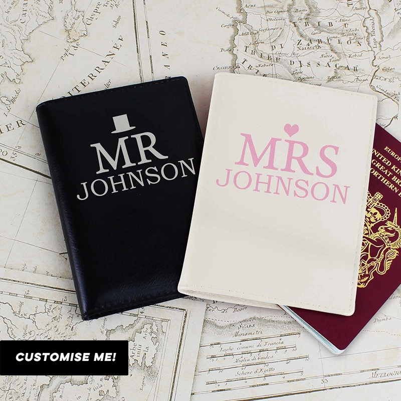 Personalised Mr & Mrs Passport Holders Set (MRK-iD) Holiday Collection - holiday outfits clearance