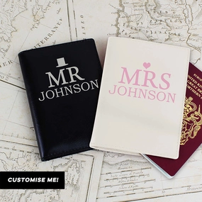Personalised Mr & Mrs Passport Holders Set (MRK-iD) Holiday Collection - holiday outfits clearance