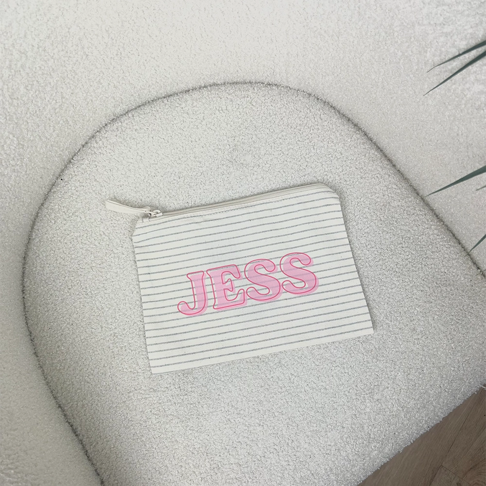 Personalised Striped Organic Accessory Pouch Holiday Collection - holiday outfits clearance