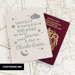 Personalised Twinkle Twinkle Cream Passport Holder (MRK-iD) Holiday Collection - holiday outfits clearance