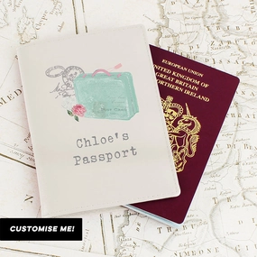 Personalised Vintage Pastel Travel Cream Passport Holder (MRK-iD) Holiday Collection - holiday outfits clearance