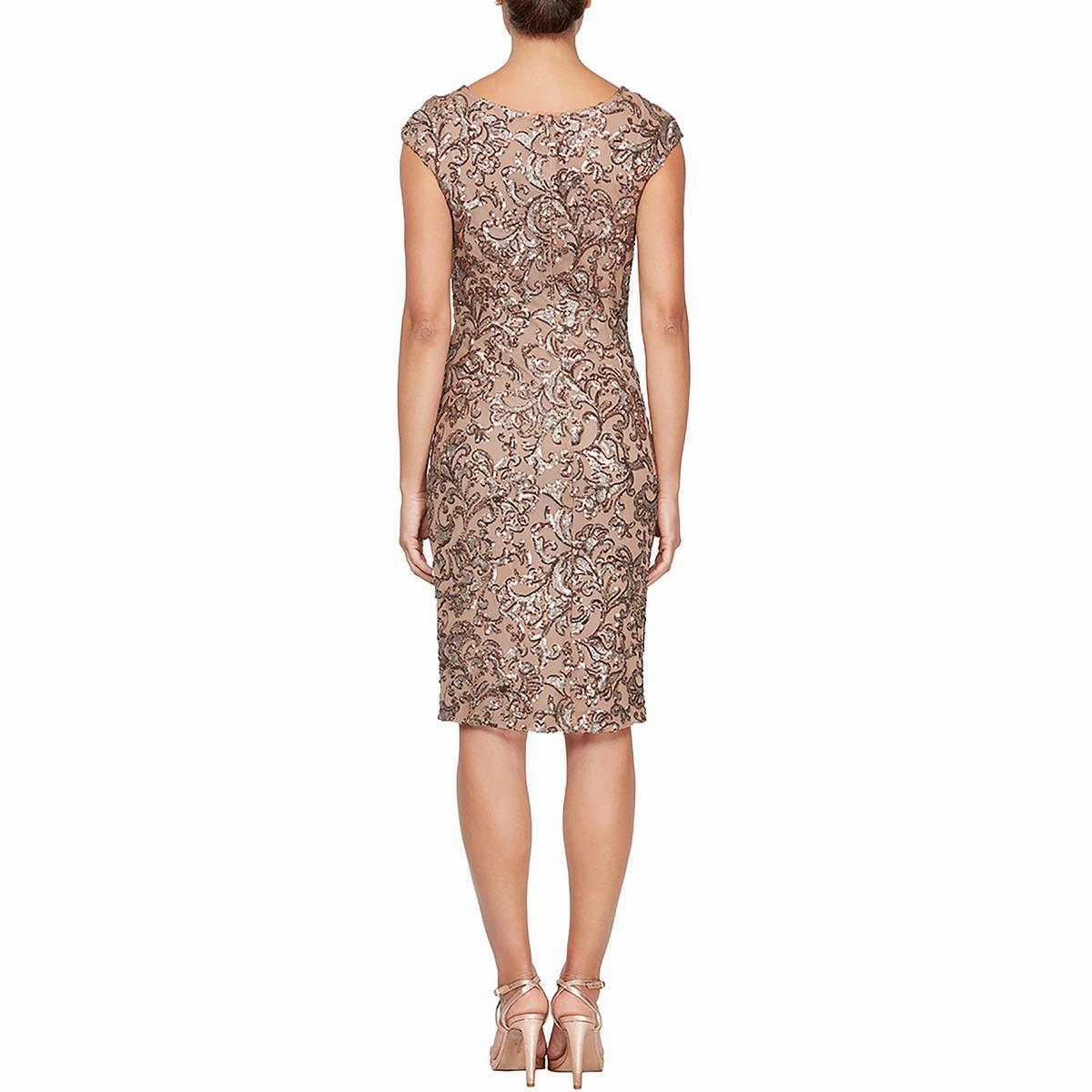 Petites Womens Glitter Midi Cocktail and Party Dress