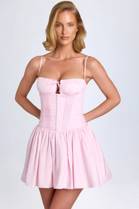 Pintucked Shirred Mini Dress in Blush Dresses best price
