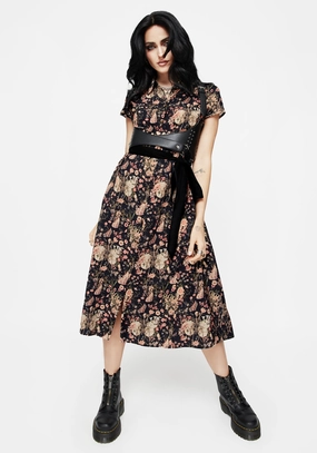 Pixie Floral Print Midi Shirt Dress Dresses Womens - women's dresses clearance