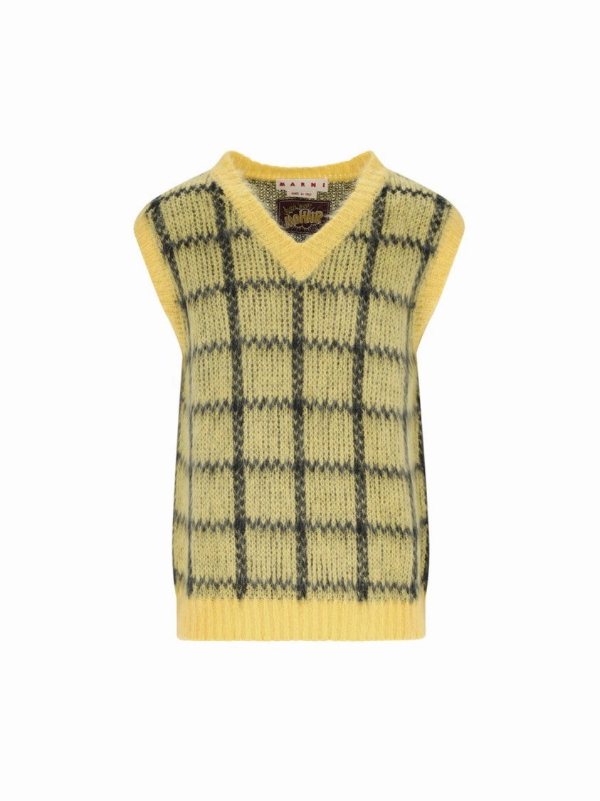 Plaid" Gilet ?C Yellow designer sweaters outlet