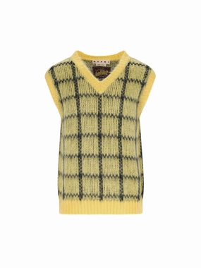 Plaid" Gilet ?C Yellow designer sweaters outlet