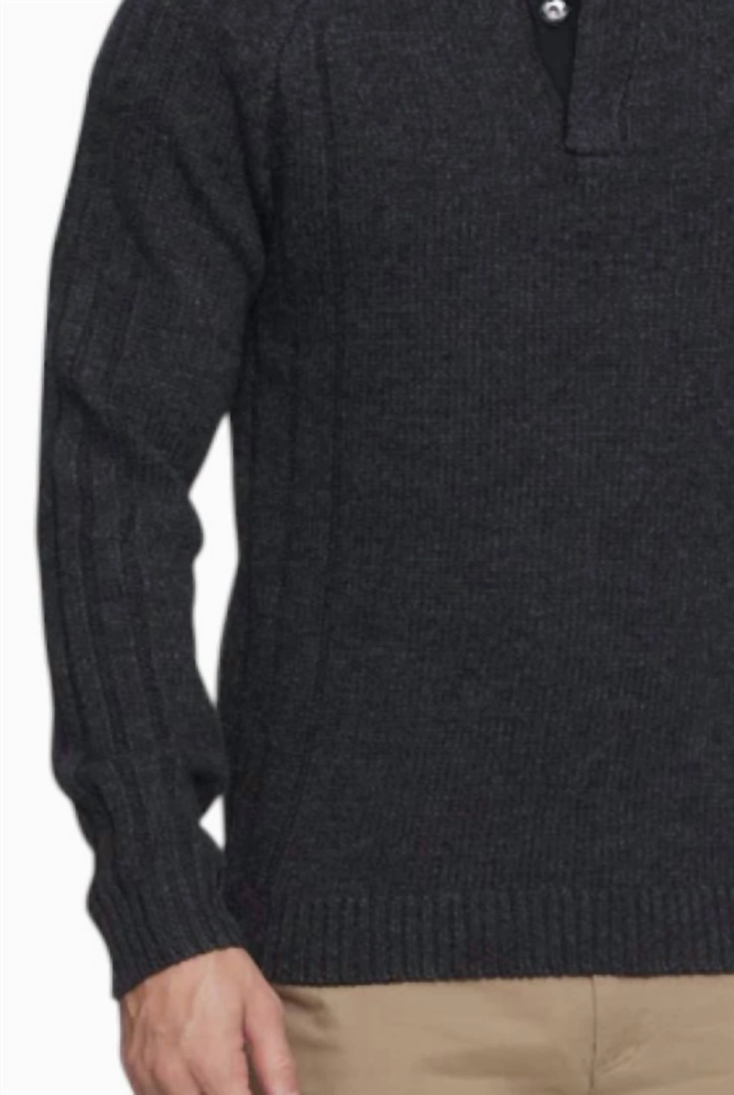 Plainview Mock Neck Sweater In Charcoal
