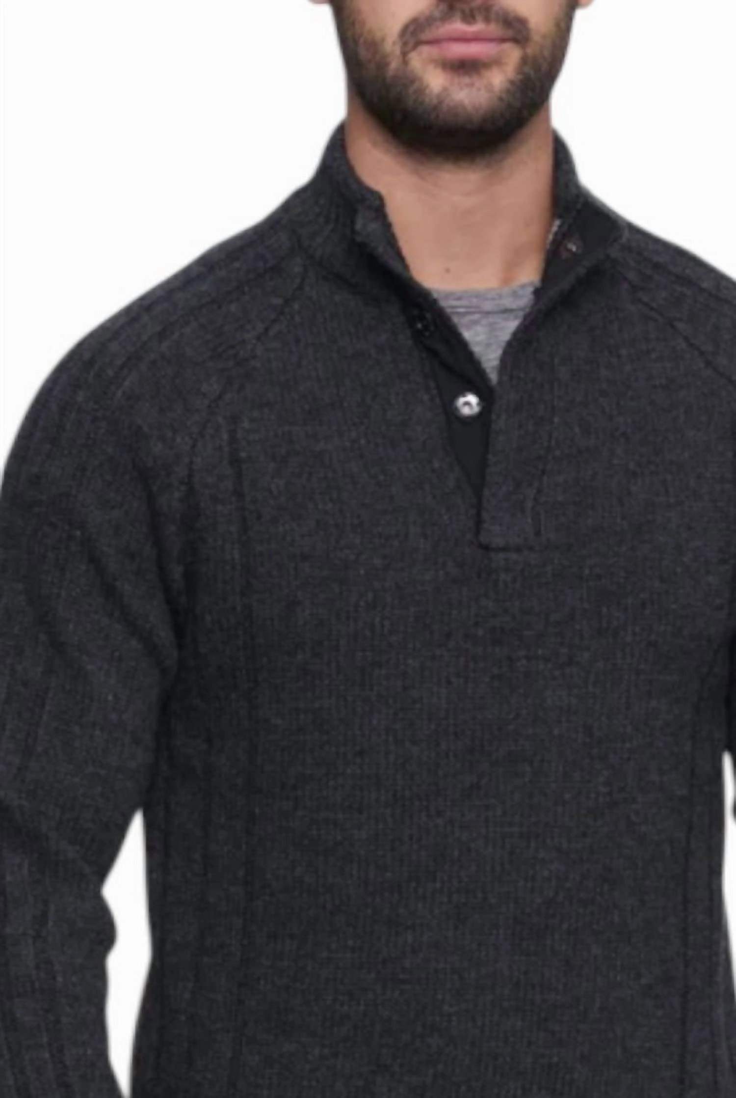 Plainview Mock Neck Sweater In Charcoal