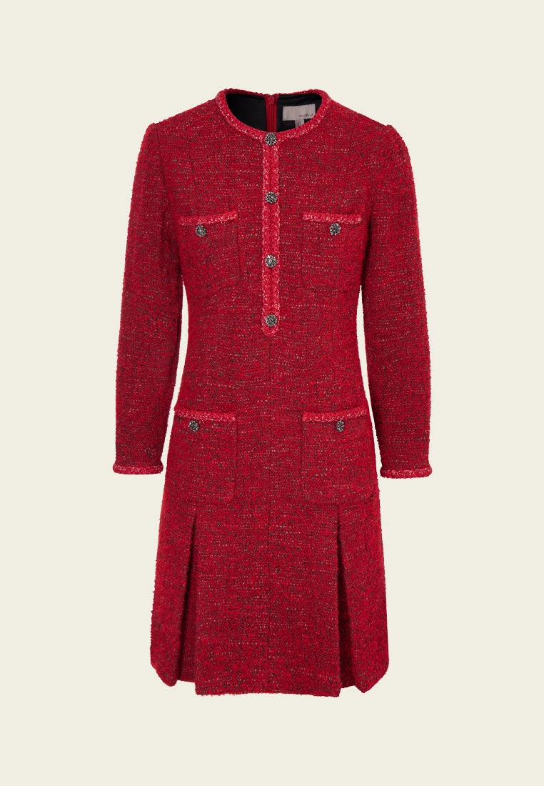 Pleat-detail Patch-pocket Dress