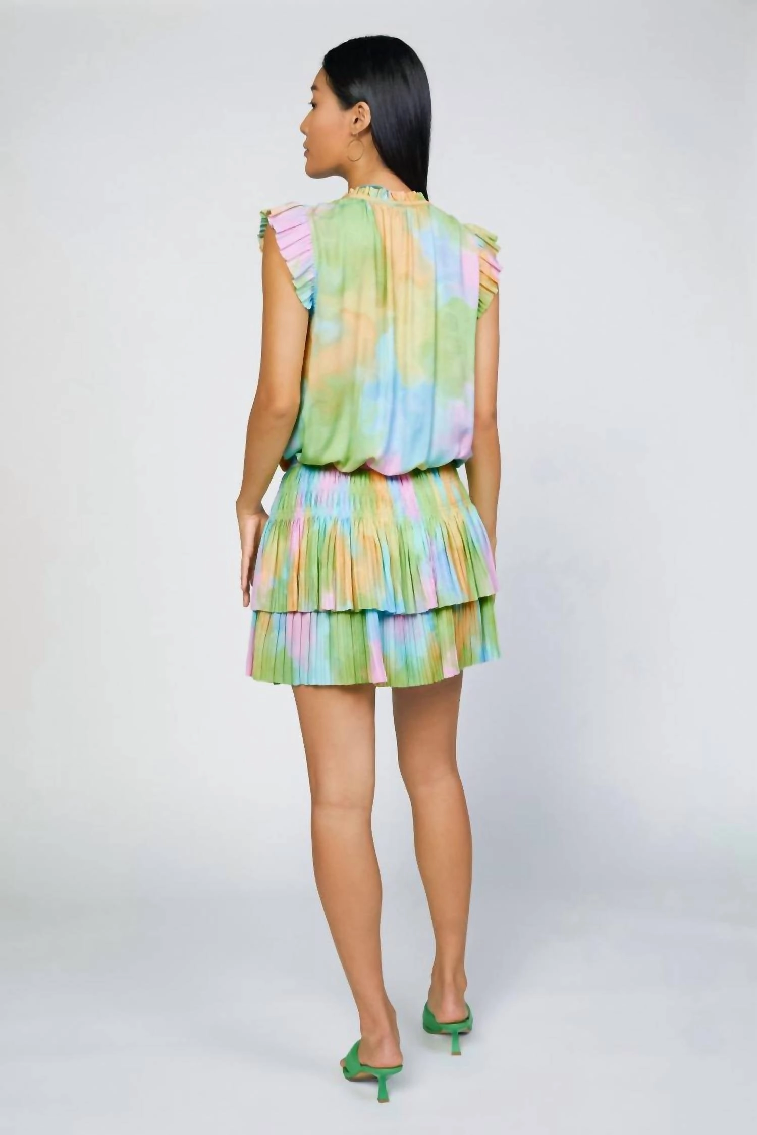 Pleated Skirt Mini Dress In Cotton Candy