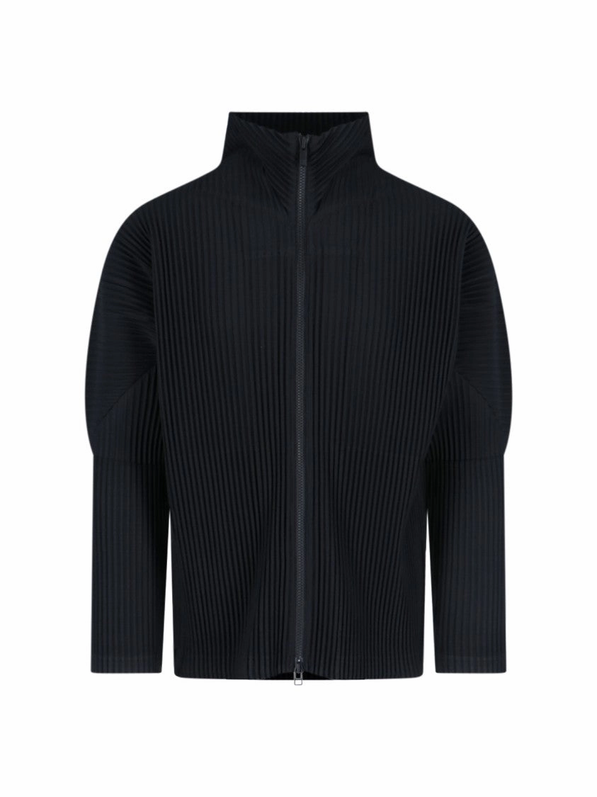 Pleated Zip Sweater ?C Black designer sweaters outlet