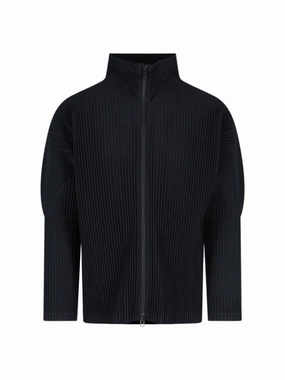 Pleated Zip Sweater ?C Black designer sweaters outlet
