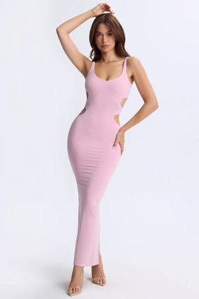 Plunge Cut-Out Maxi Dress in Blush Pink Dresses best price