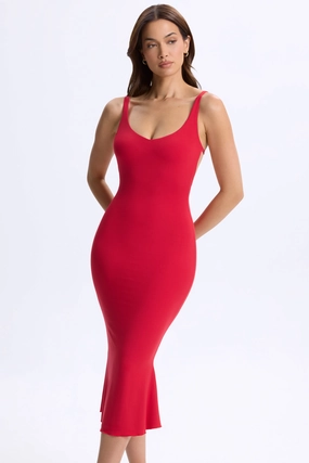 Plunge Open-Back Midaxi Dress in Cherry Red shop for Dresses online