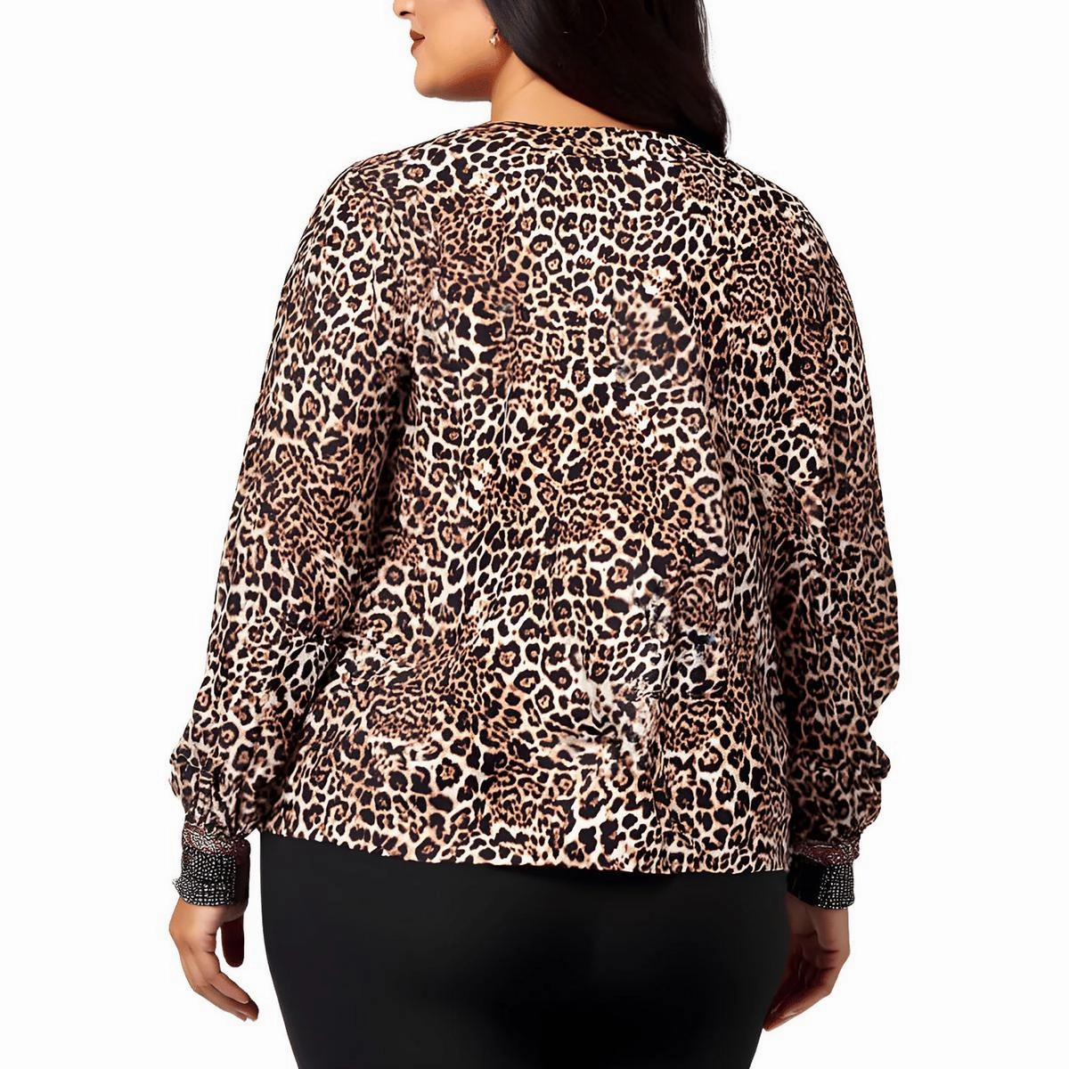 Plus Womens Animal Print Rayon Blouse
