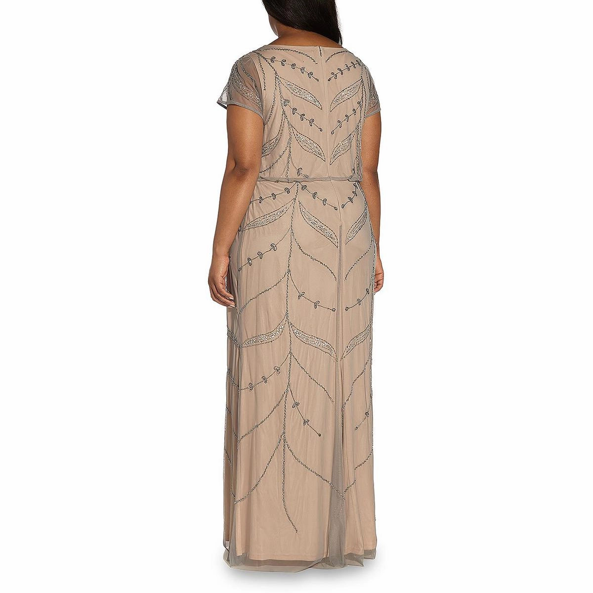 Plus Womens Beaded Long Evening Dress
