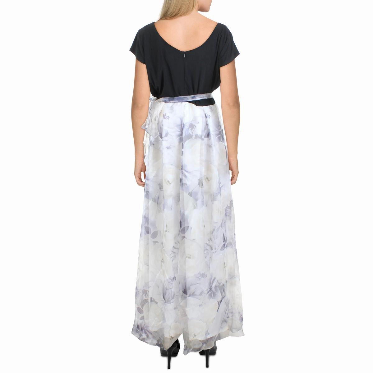 Plus Womens Belted Maxi Evening Dress