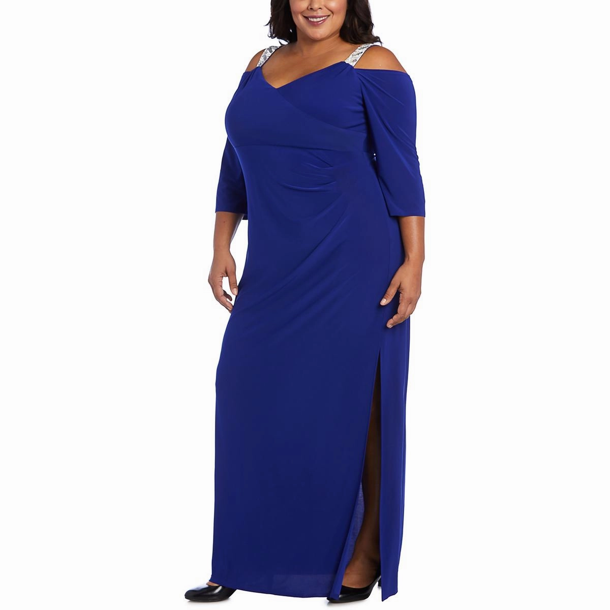Plus Womens Embellished Maxi Evening Dress