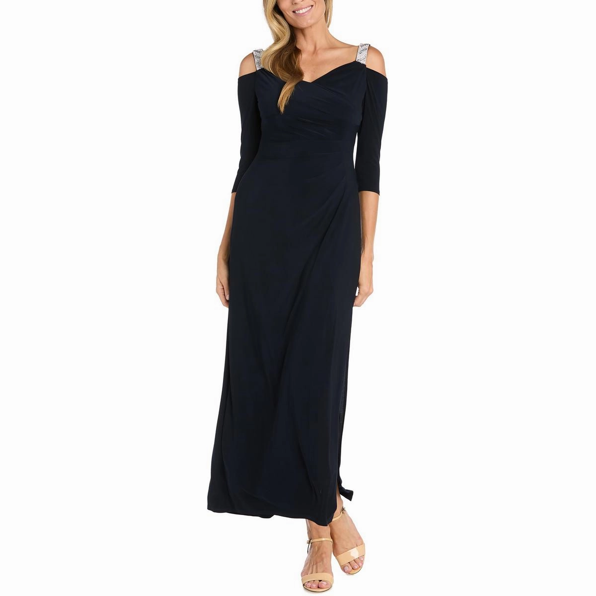 Plus Womens Embellished Maxi Evening Dress