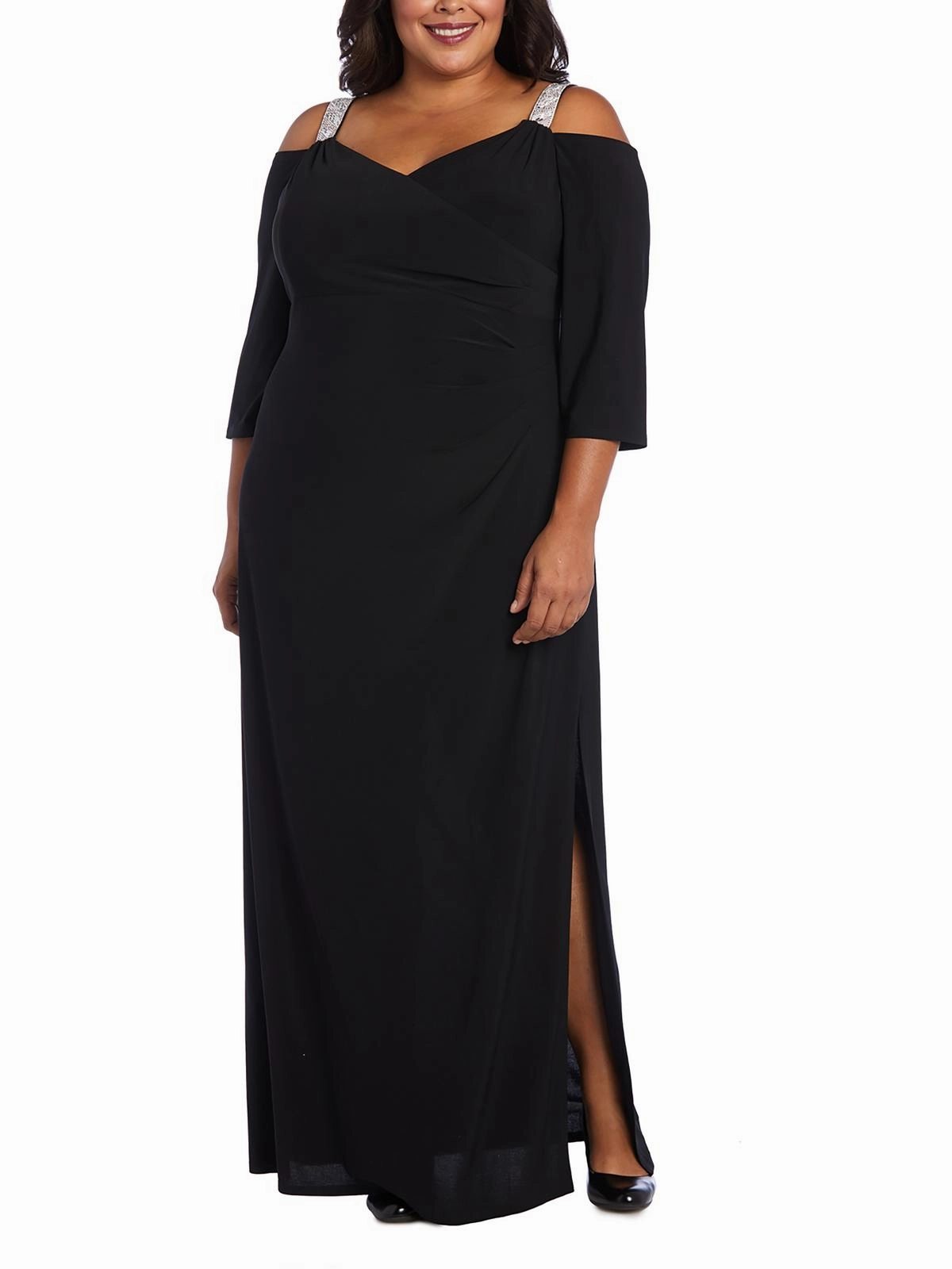 Plus Womens Embellished Maxi Evening Dress