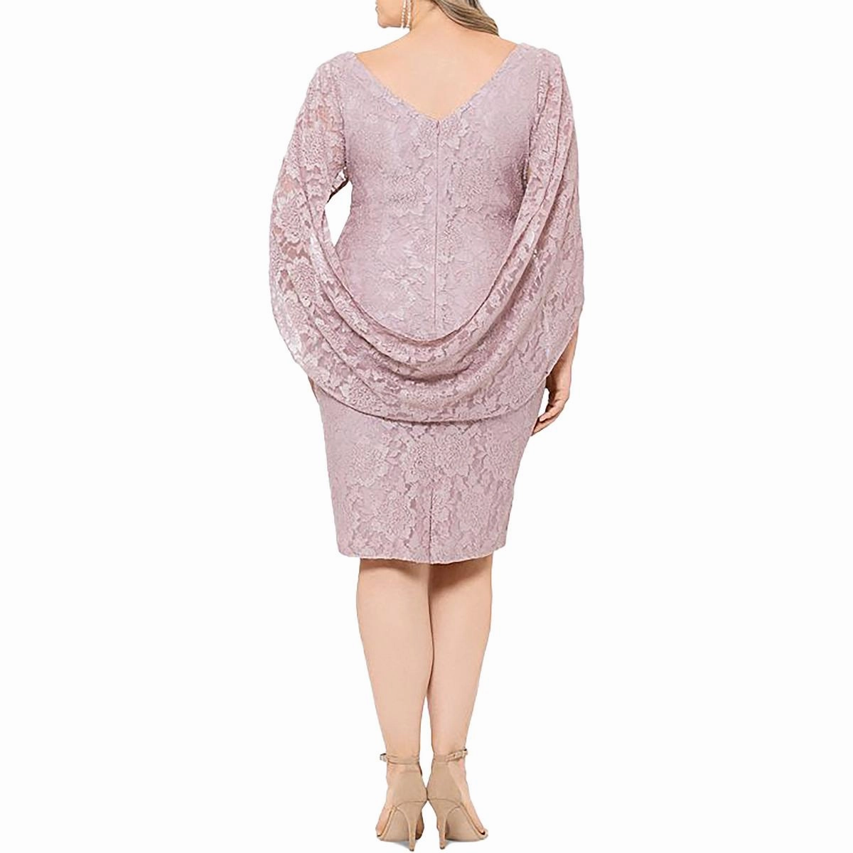 Plus Womens Lace Glitter Cocktail And Party Dress