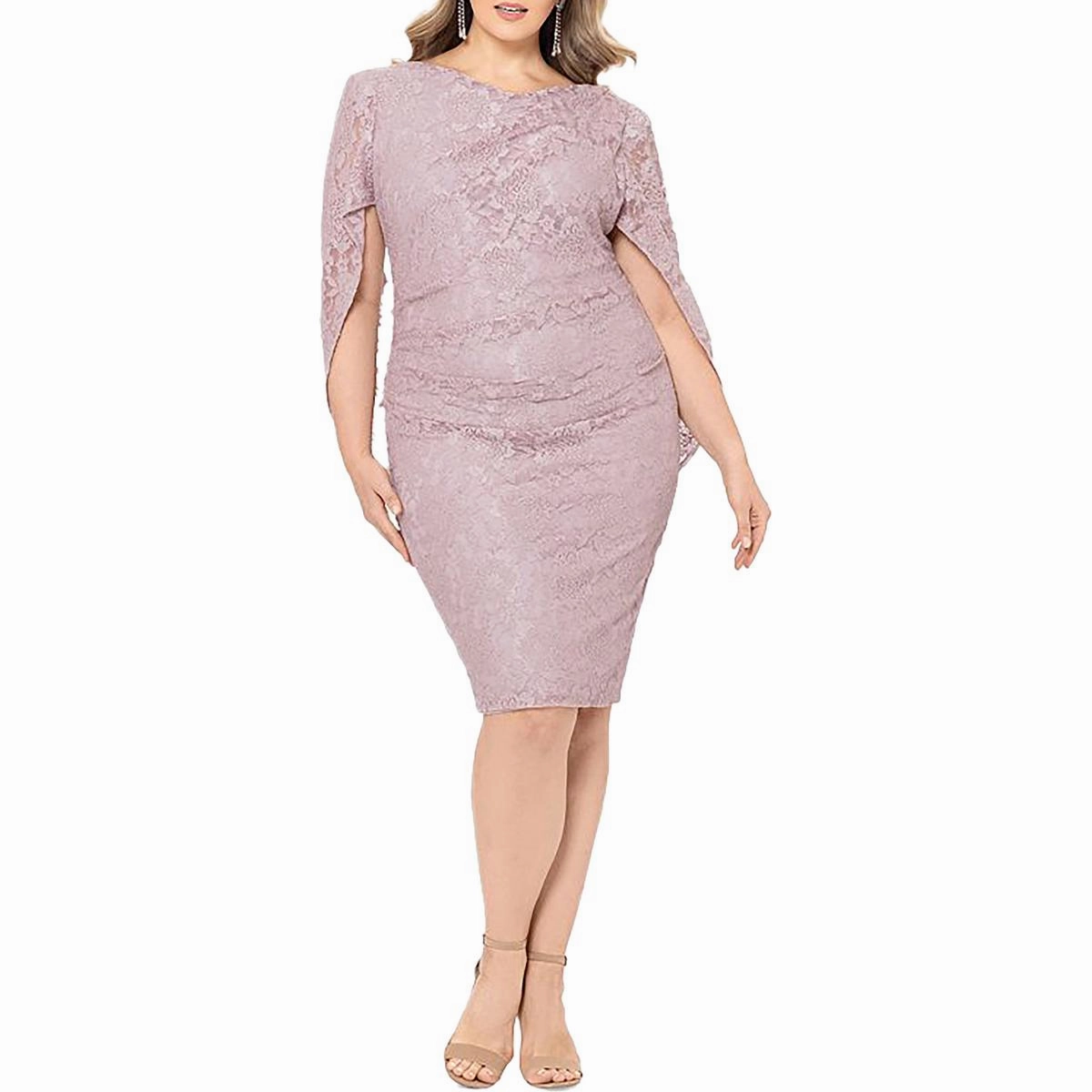 Plus Womens Lace Glitter Cocktail And Party Dress