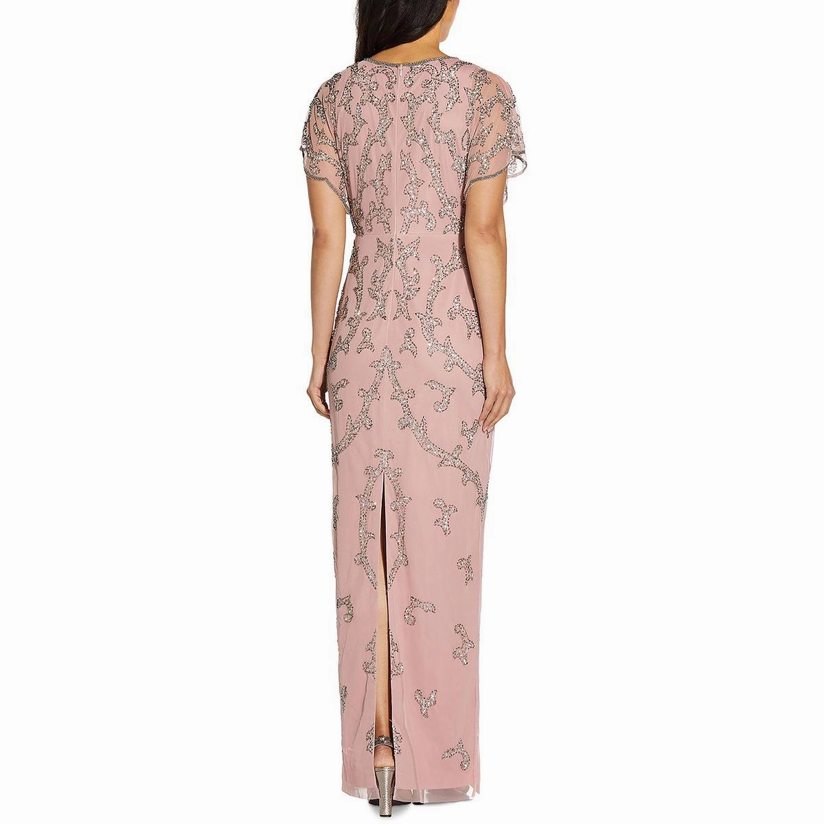 Plus Womens Mesh Embellished Evening Dress