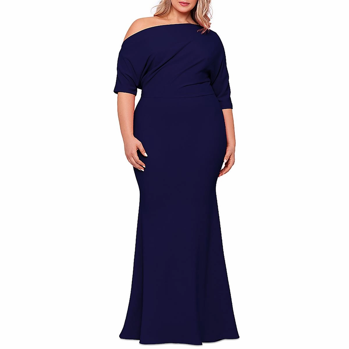 Plus Womens Off-The-Shoulder Maxi Evening Dress