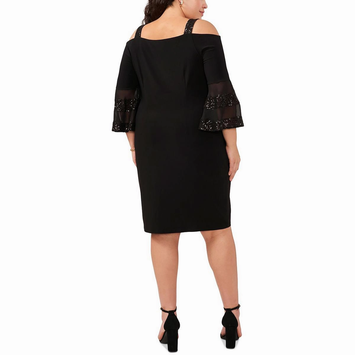 Plus Womens Sequined Above Knee Cocktail And Party Dress
