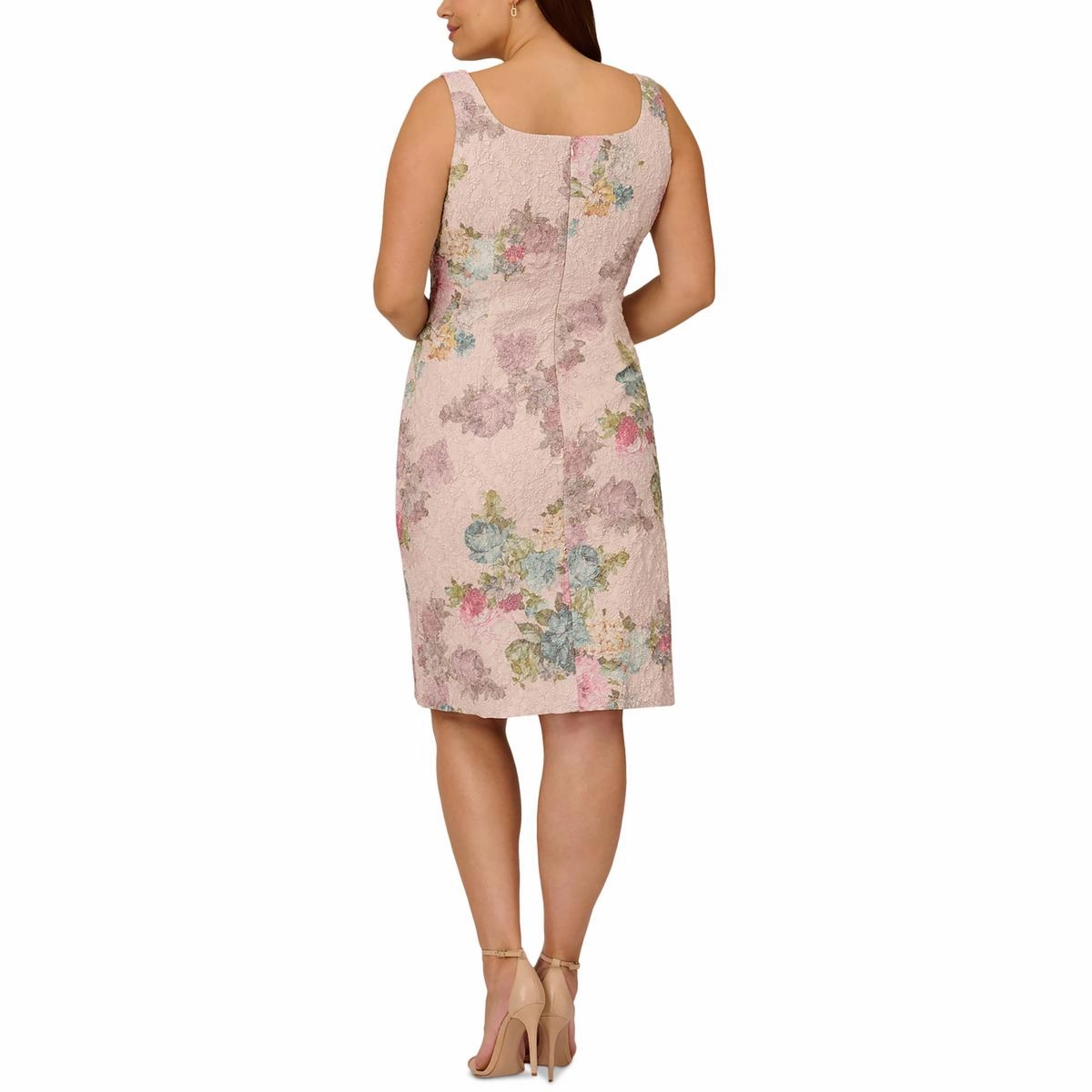 Plus Womens Textured Sleeveless Midi Dress