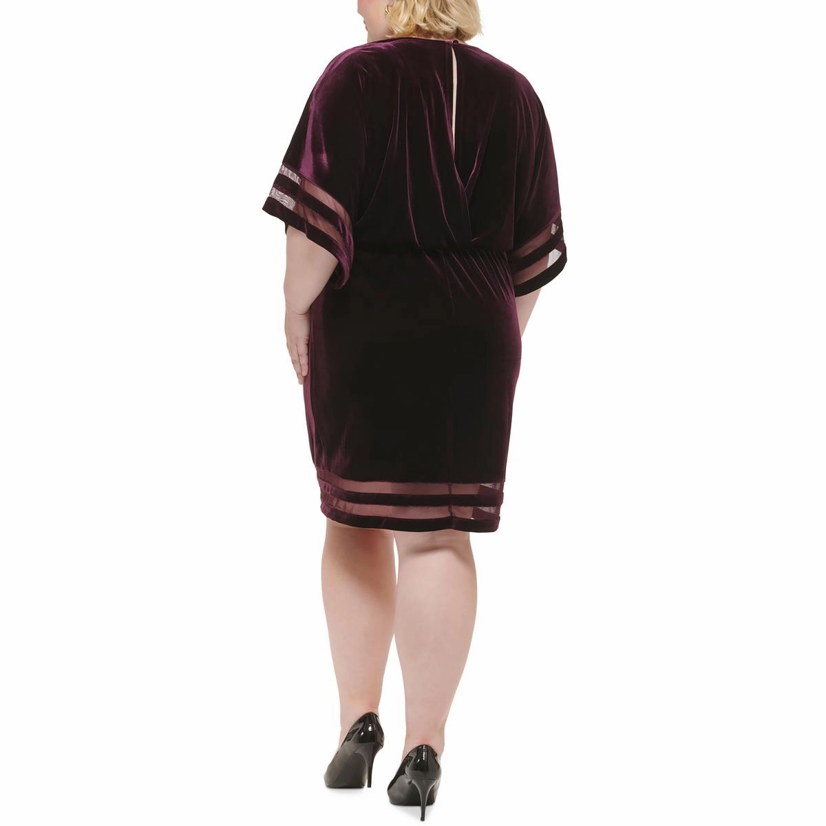 Plus Womens Velvet Knee Sheath Dress