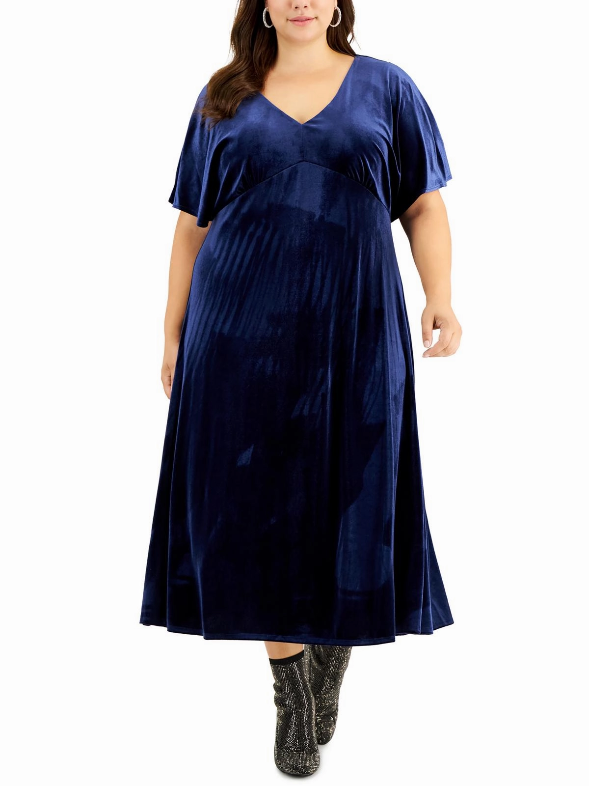 Plus Womens Velvet Long Maxi Dress