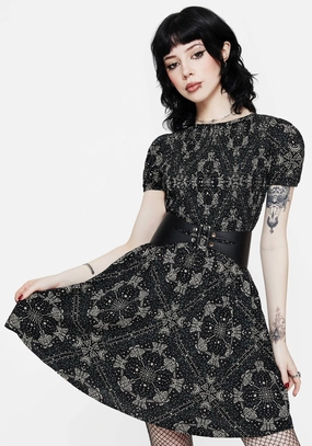 Poem Moth Print Puff Sleeve Mini Dress Dresses Womens - women's dresses clearance