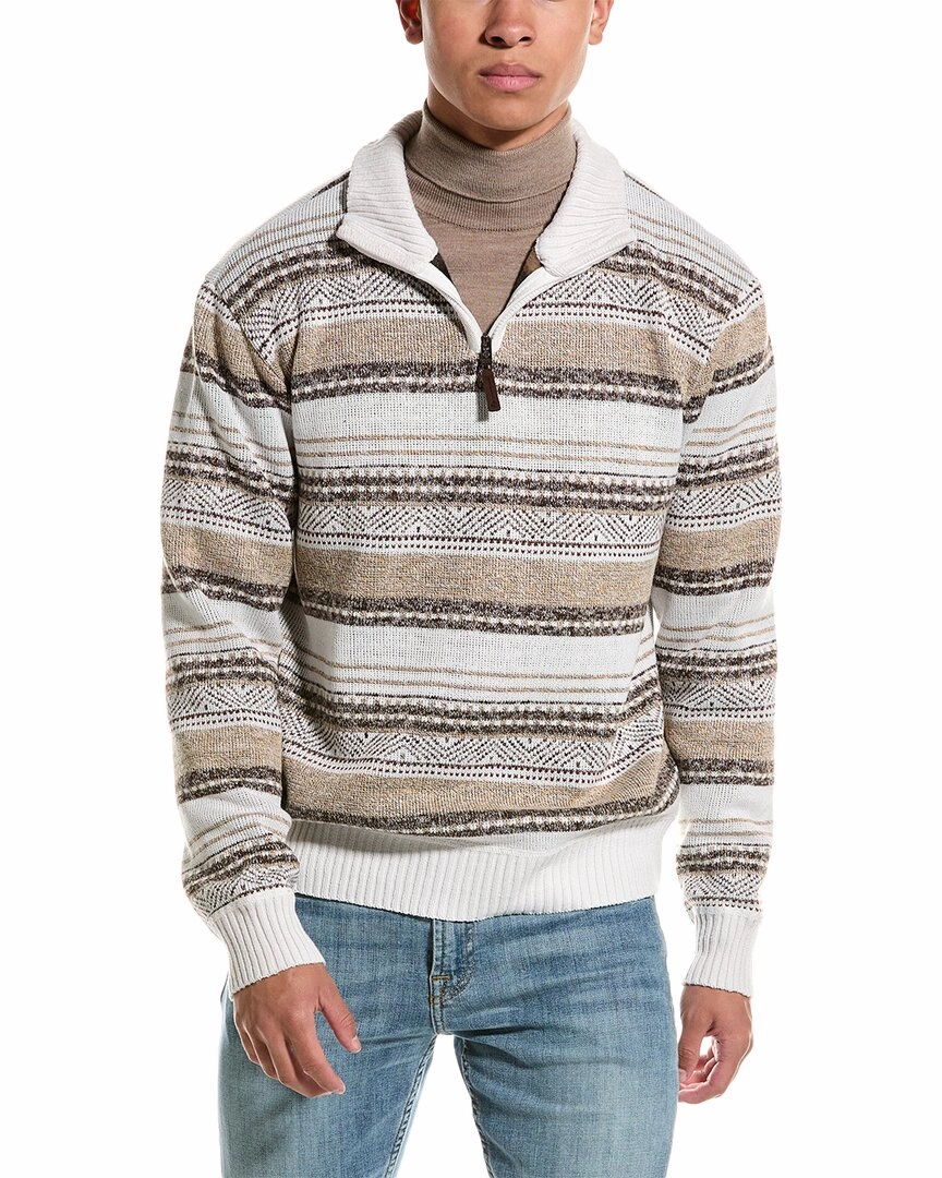 Point Zero Mock Zip Striped Texture 1/4-Zip Sweater designer sweaters outlet