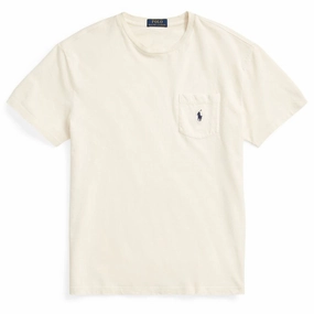 Polo Ralph Lauren Classic Fit Cotton-Linen Pocket T-Shirt Parchment Cream henley shirts online