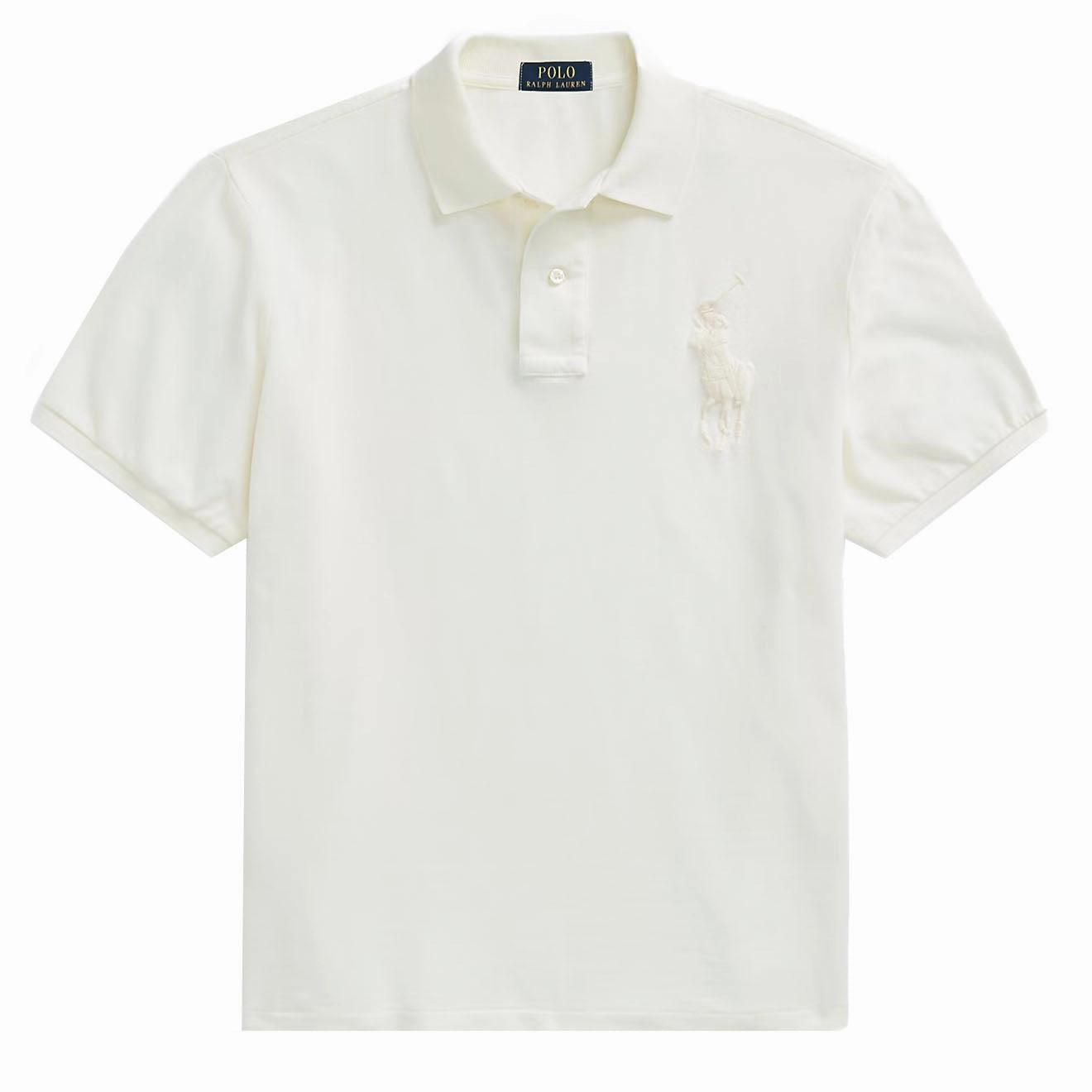 Polo Ralph Lauren Custom Slim Fit Big Pony Mesh Polo Shirt Clubhouse Cream mens t-shirts outlet