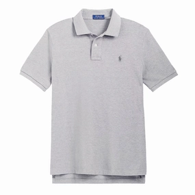 Polo Ralph Lauren Custom Slim Fit Mesh Polo Shirt Steel Heather mens t-shirts outlet