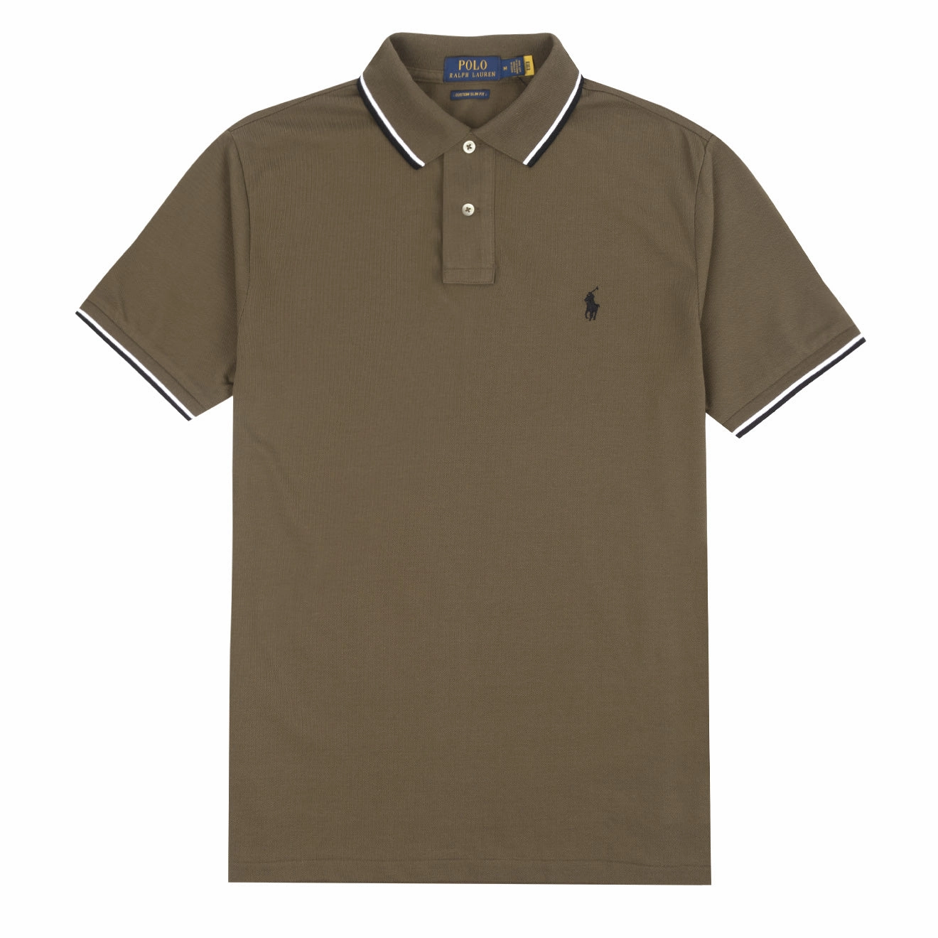 Polo Ralph Lauren Custom Slim Fit Mesh Tipped Polo Defender Green mens t-shirts outlet