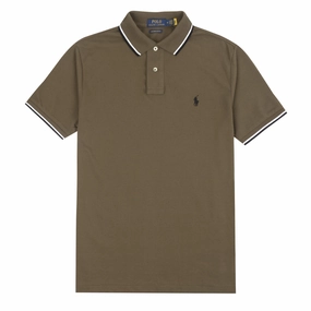 Polo Ralph Lauren Custom Slim Fit Mesh Tipped Polo Defender Green mens t-shirts outlet