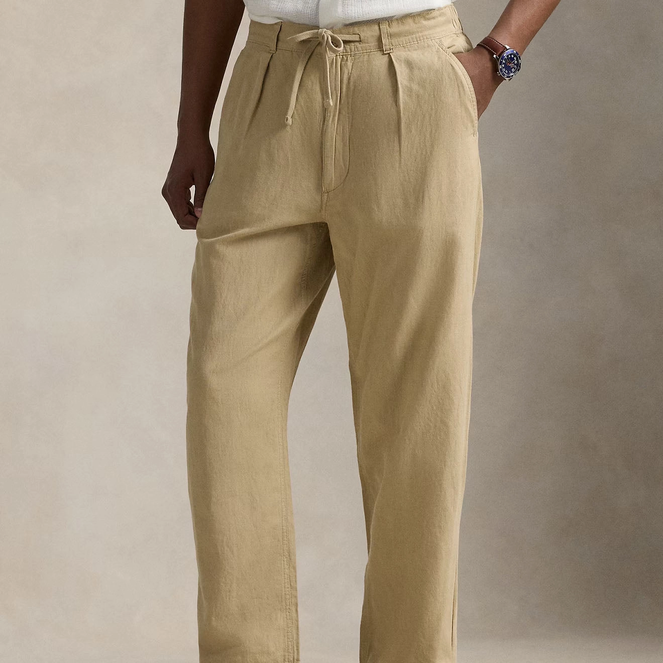 Polo Ralph Lauren Pleated Cotton Linen Pants Coastal Beige