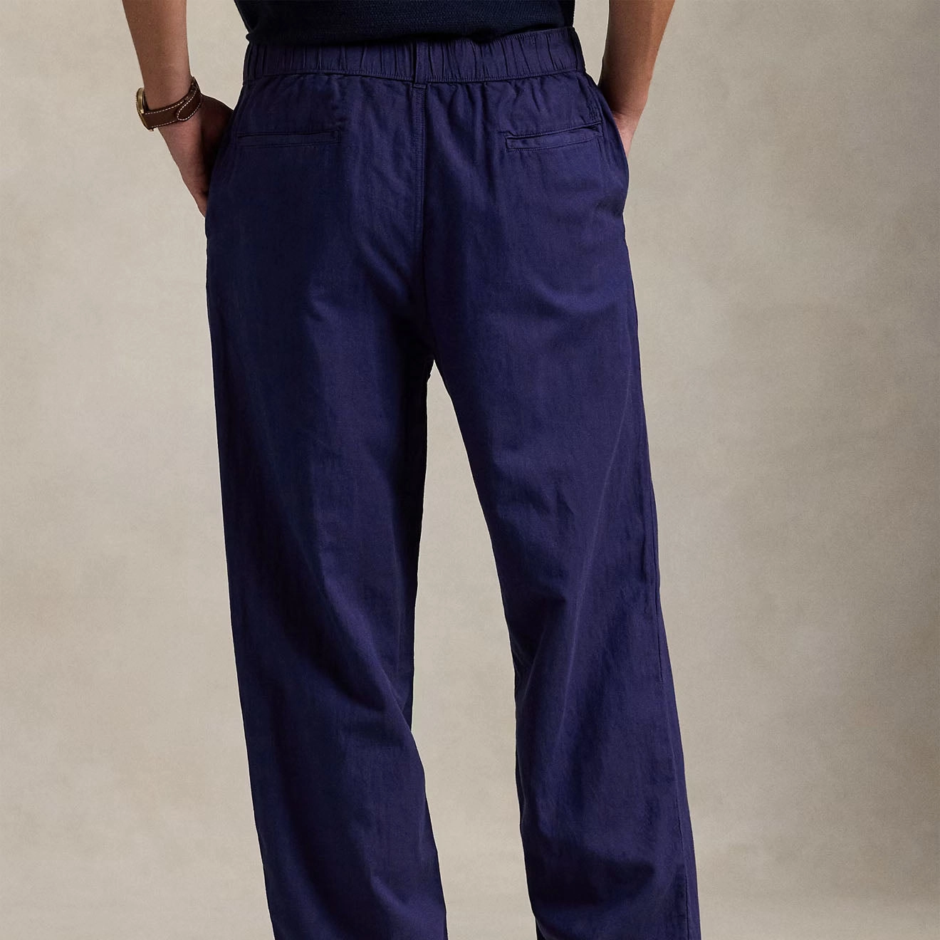Polo Ralph Lauren Pleated Cotton Linen Pants Newport Navy