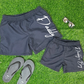 Pool Days- Daddy & Daddy's Boy Matching Navy Swimming Shorts Holiday Collection - holiday outfits clearance