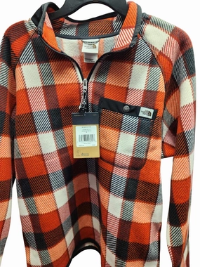 Print Gordon Lyons 1/4 Zip Jacket In Orange Plaid knit sweaters cheap