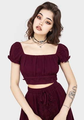 Psyche Textured Crop Top Tops Womens - women's blouses clearance