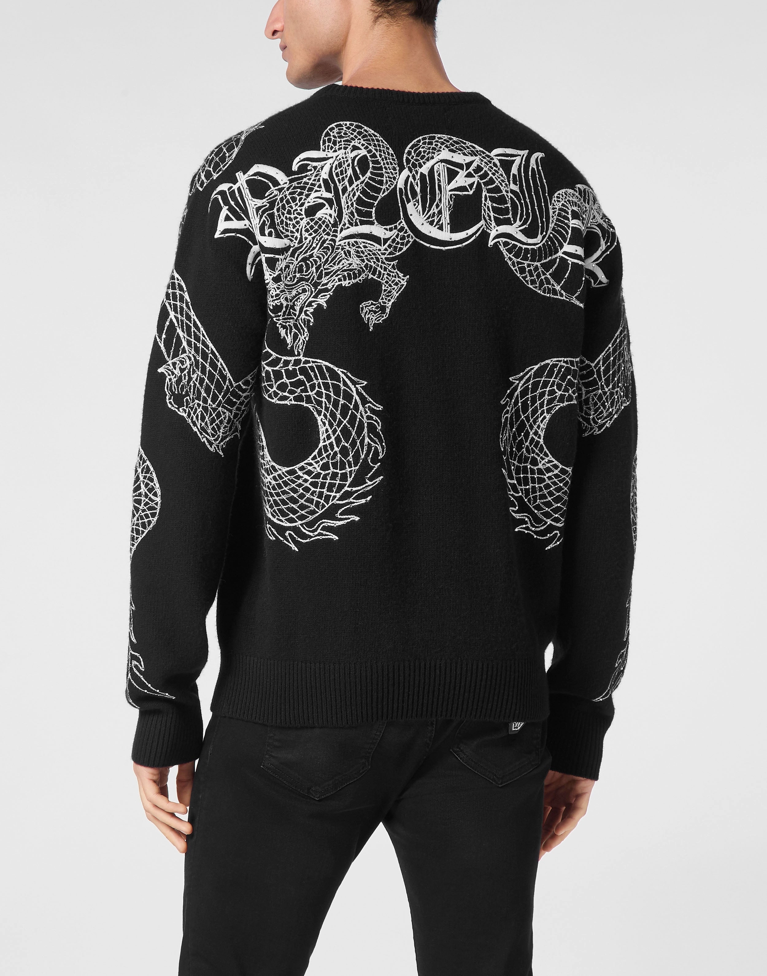 Pullover Round Neck Long-Sleeve Dragon