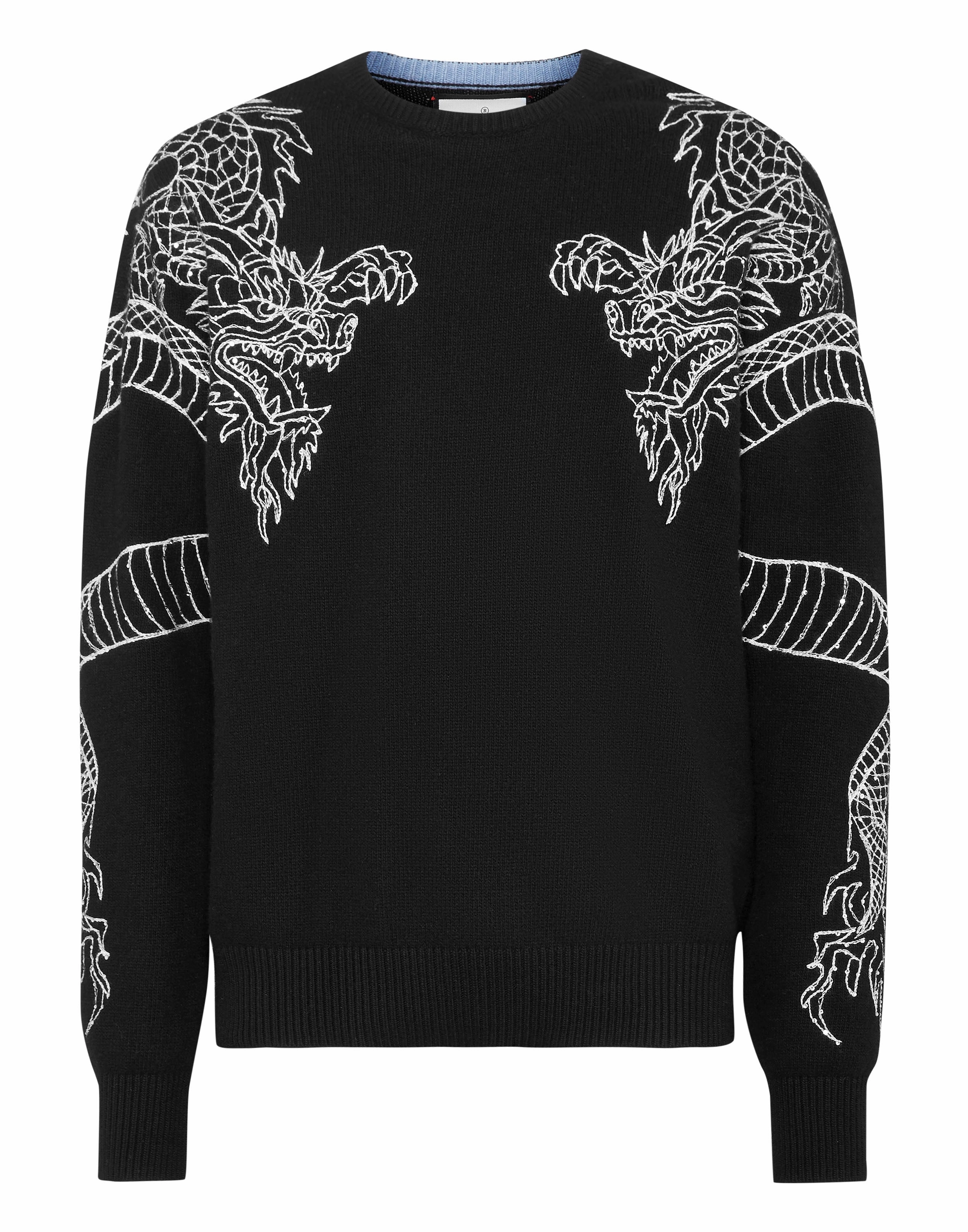 Pullover Round Neck Long-Sleeve Dragon chunky knit discount