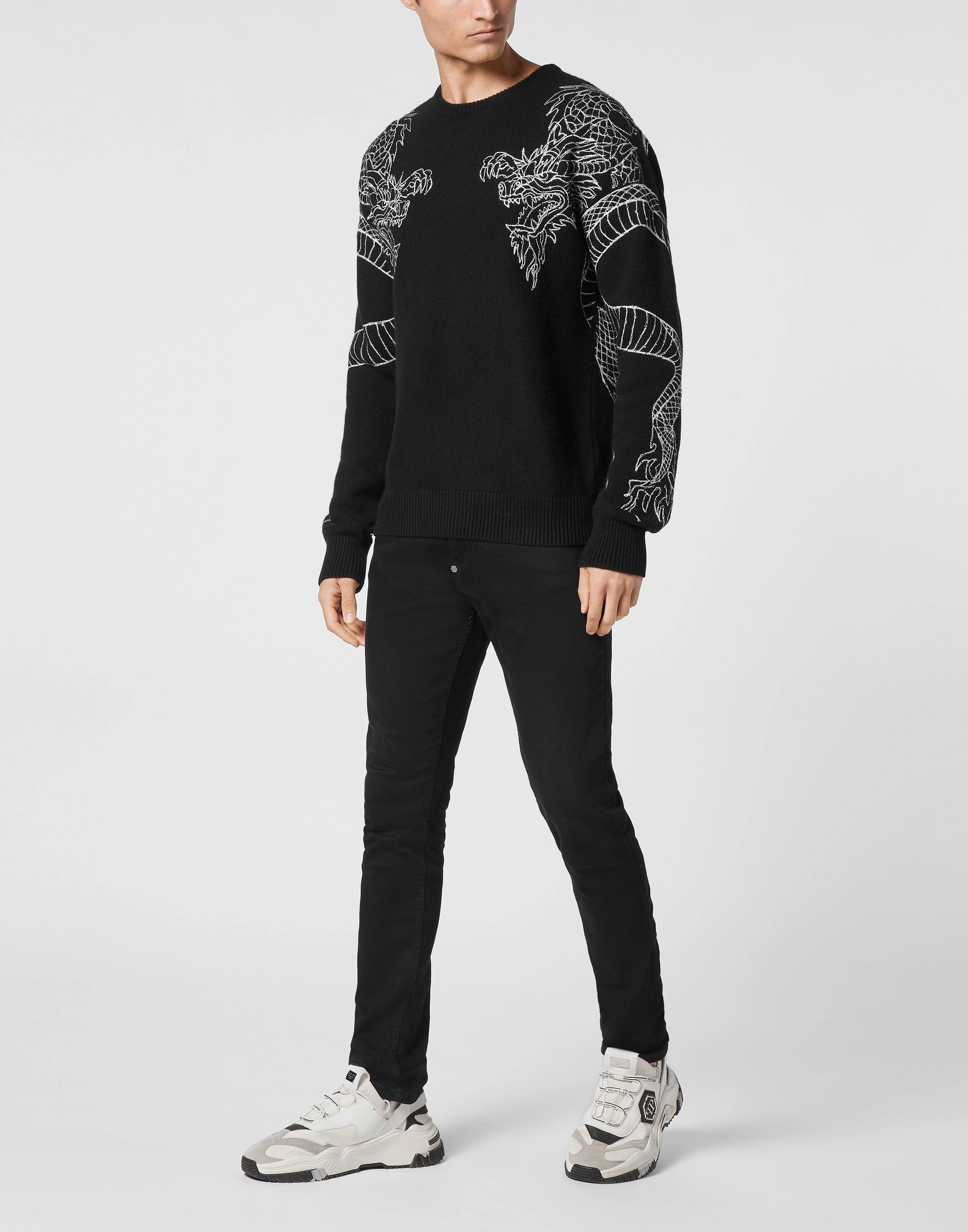 Pullover Round Neck Long-Sleeve Dragon