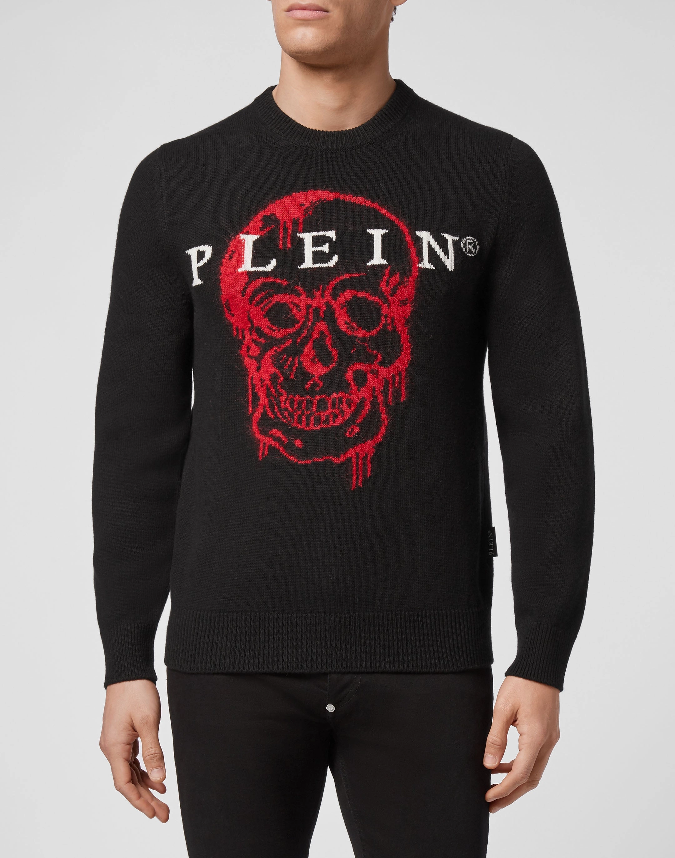 Pullover Round Neck LS Intarsia Skull